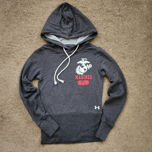 Grey/Red Marines 75 Hoodie, Women's S - Picture 2 of 13